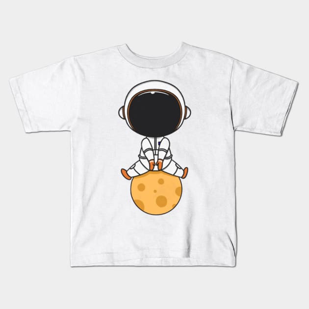 Astronaut Sitting Down The Ball Kids T-Shirt by SammyLukas